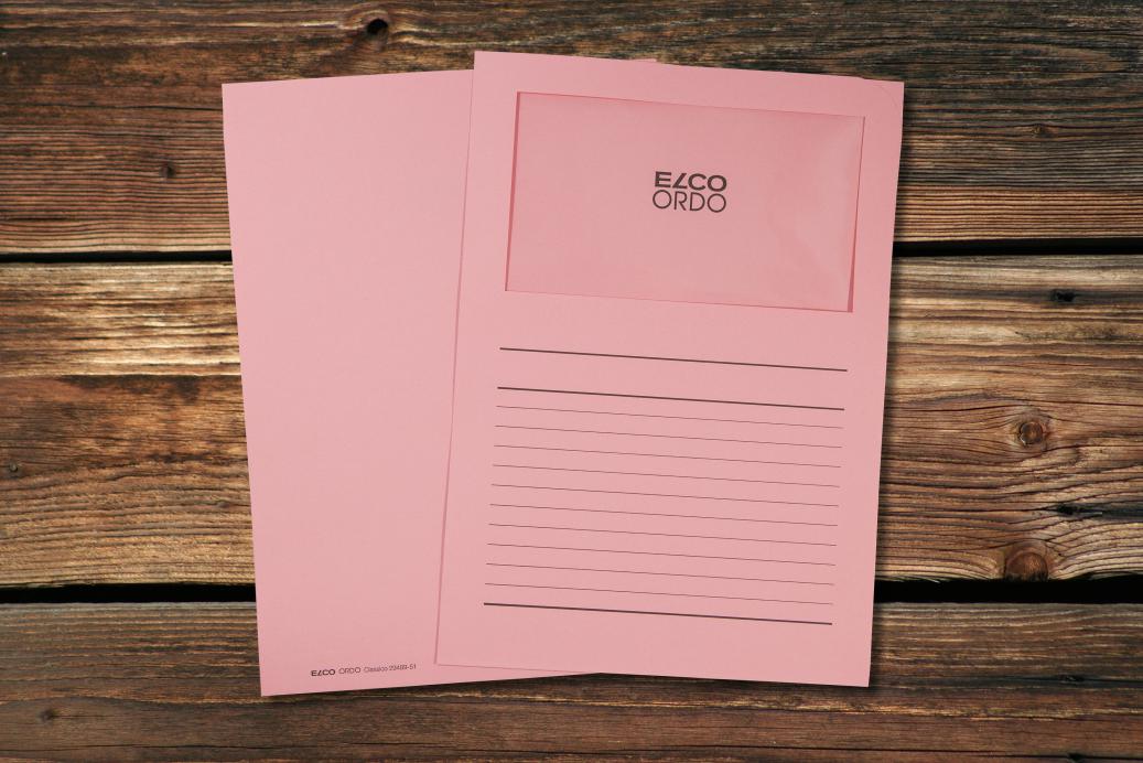 Ordnungsmappen mit Sichtfenster und Linien 220x310 mm Hellrosa 120 g/qm